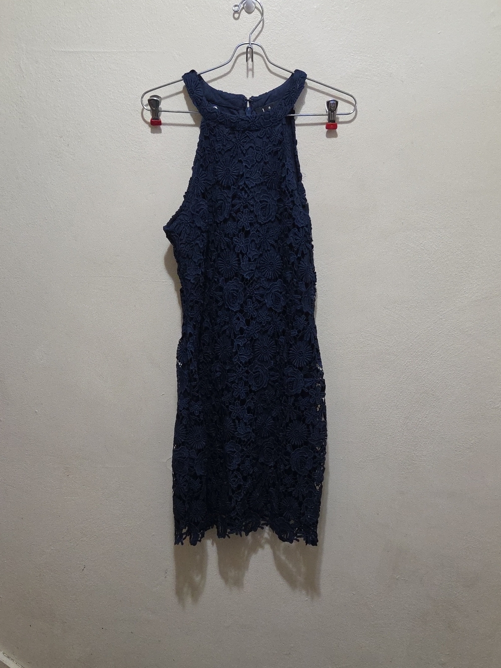 Lulu's Navy Floral Lace Halter Midi Dress